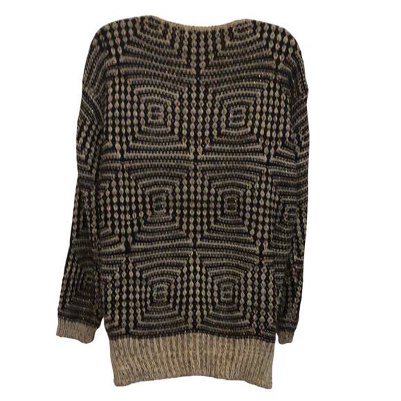 Anthropologie Escio Metallic Slouchy Sweater Woman Size Medium Geometric - Picture 2 of 7